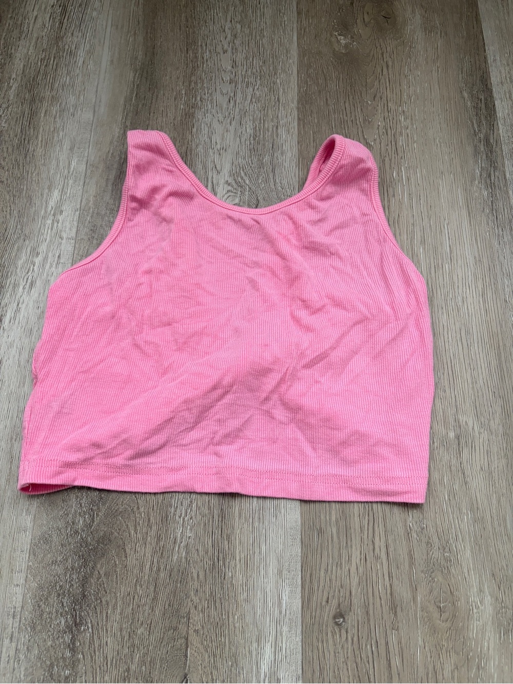 Women's Pink Ribbed Crop Tank Top